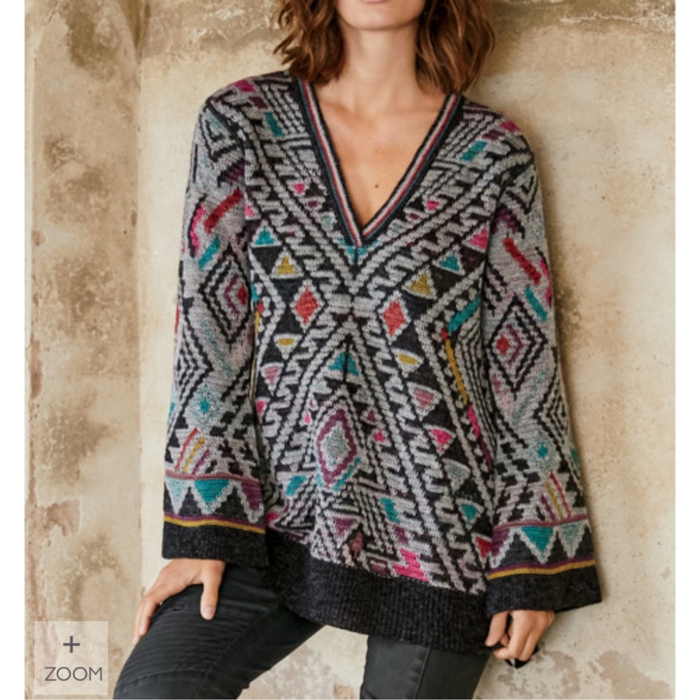 PERUVIAN CONNECTION Thea Reversible Baby Alpaca Pullover Top